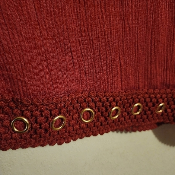 New Directions Wide Leg Boho Capris Gold Accents -Rust Size L NWT - Picture 4 of 13